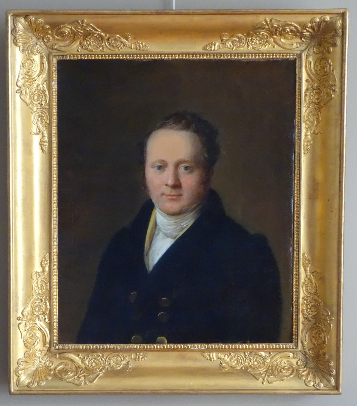 Détail — Jean François Garneray, élève de David : portrait d'homme d'époque Restauration, huile sur toile
