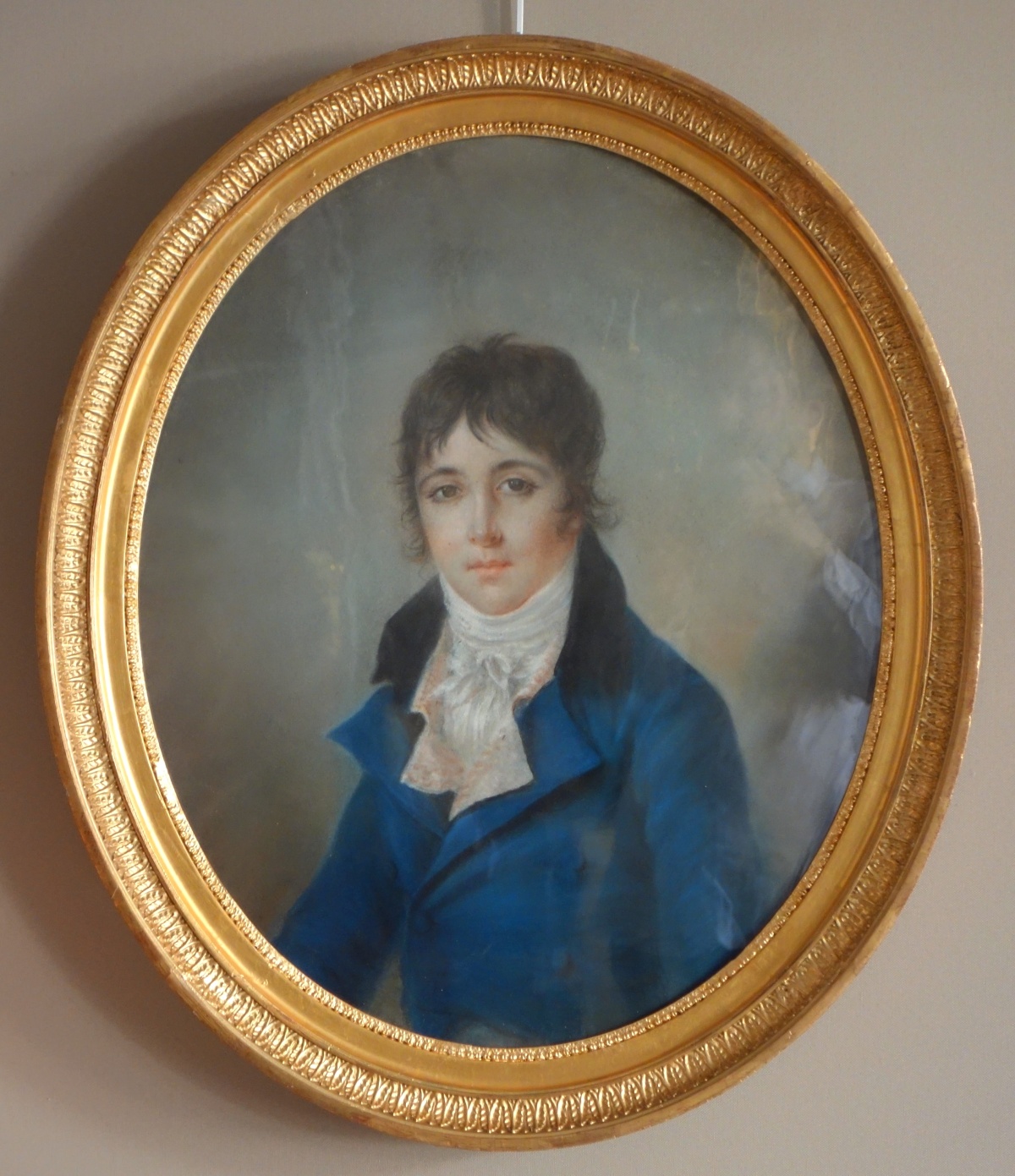 Détail — Ecole Française du début XIXe siècle, portrait pastel d'un jeune aristocrate sous l'Empire