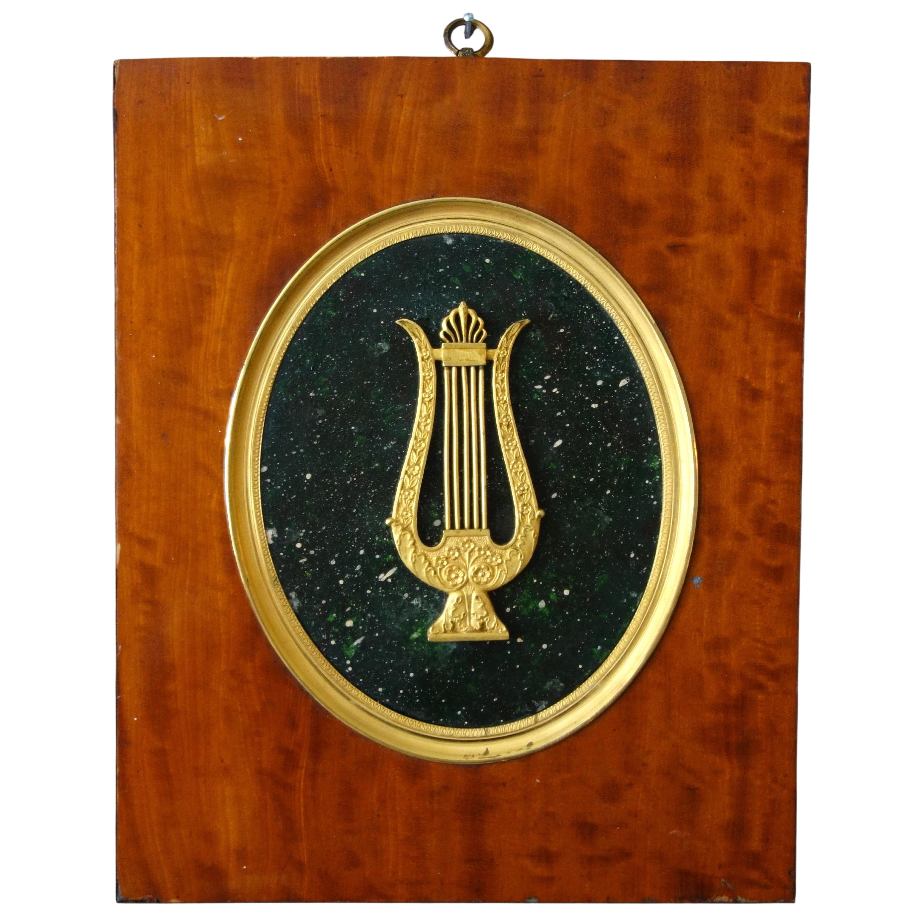 Grande miniature Empire en bronze ciselé et doré au mercure, cadre en citronnier - 29cm x 24cm
