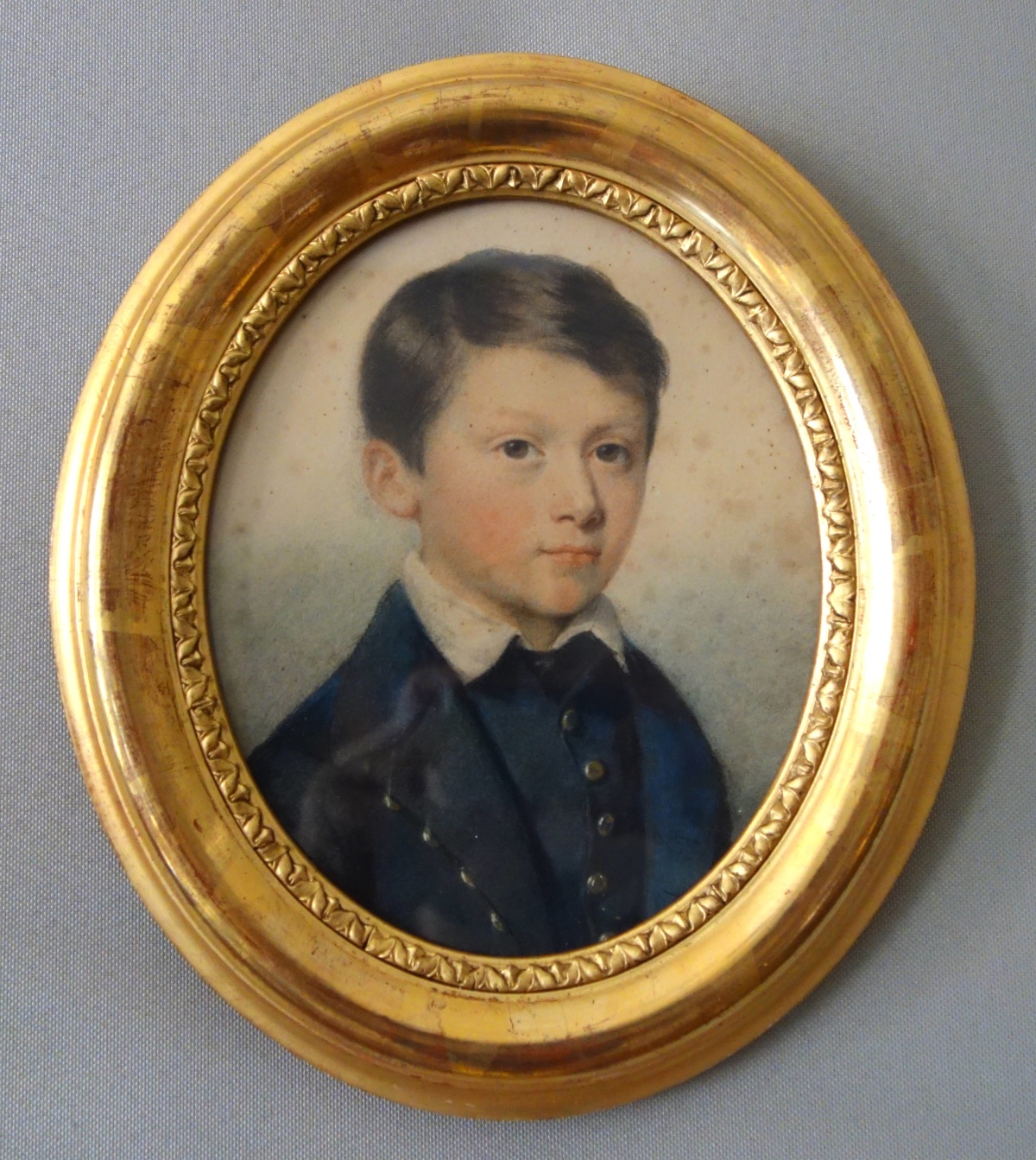 Détail — Portrait pastel d'un jeune garçon, époque XIXe siècle - Napoléon III
